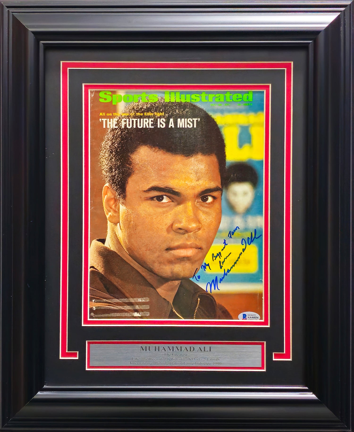 Muhammad Ali Autographed Framed 8x11 Sports Illustrated Magazine Cover Auto Grade Gem Mint 10 "To My Biggest Fan" Beckett BAS #AA46834