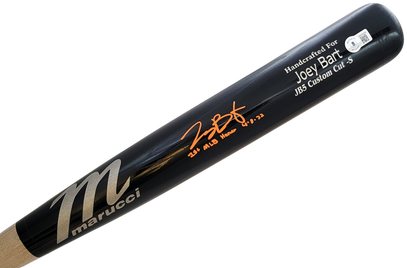 Joey Bart Autographed Black Marucci Player Model Bat San Francisco Giants "1st MLB Homer" Beckett BAS Witness Stock #208239