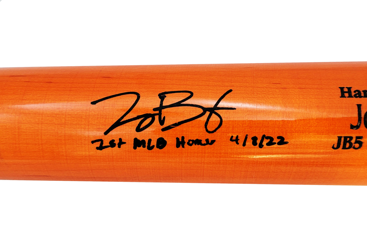 Joey Bart Autographed Orange Marucci Game Model Bat San Francisco Giants "1st MLB Homer" Beckett BAS Witness Stock #208240