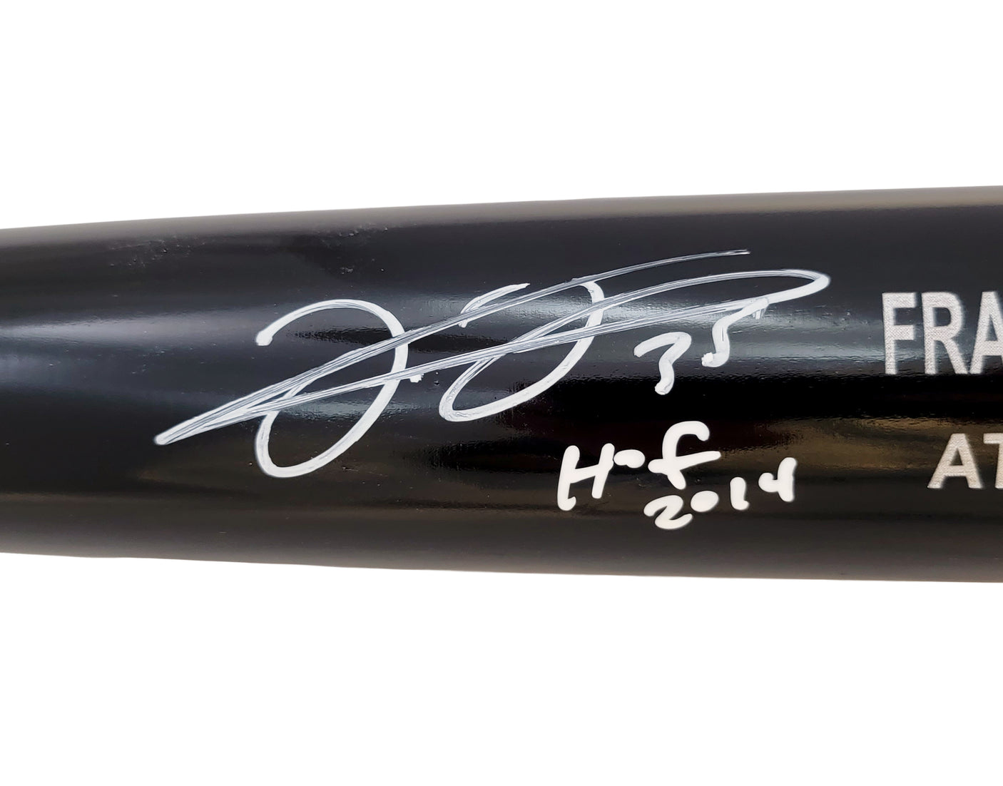 Frank Thomas Autographed Black Rawlings Game Model Bat Oakland A's Engraving "HOF 2014" Beckett BAS Witness Stock #208243