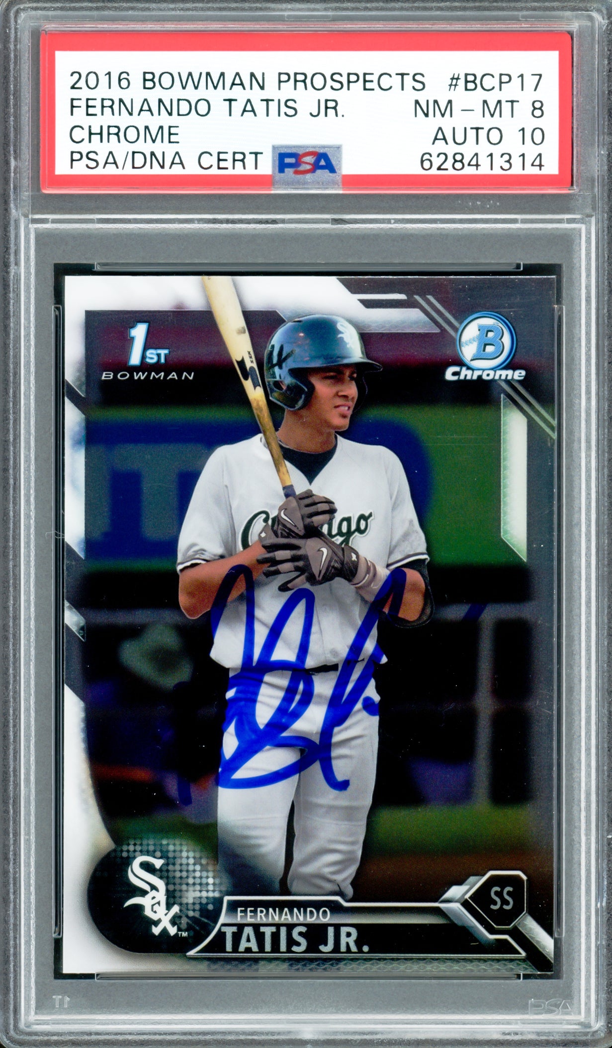 Fernando Tatis Jr. Autographed 2016 Bowman Chrome Prospects Rookie Card #BCP17 San Diego Padres PSA 8 Auto Grade Gem Mint 10 PSA/DNA #62841314