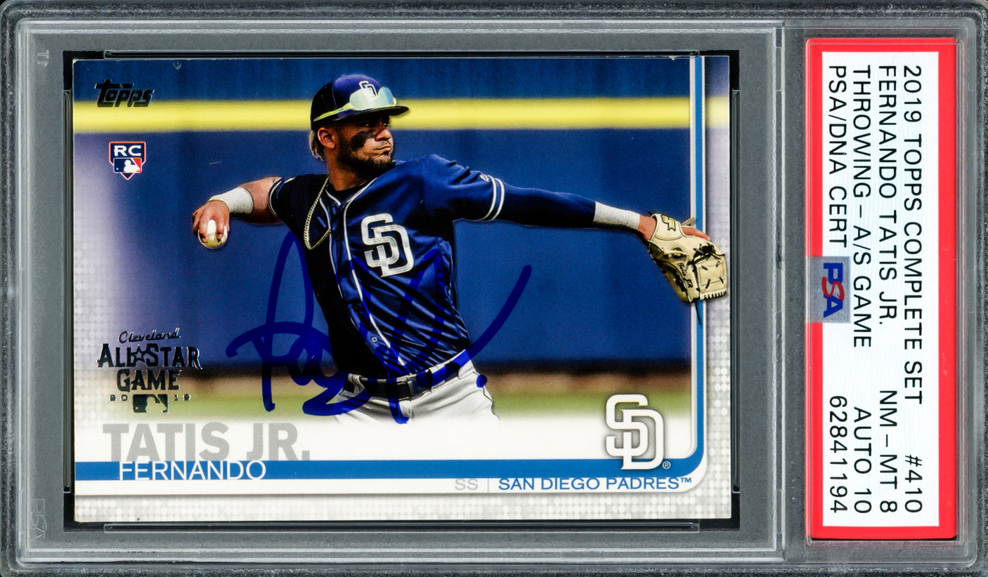 Fernando Tatis Jr. Autographed 2019 Topps Complete Set All Star Rookie Card #410 San Diego Padres PSA 8 Auto Grade Gem Mint 10 PSA/DNA #62841194
