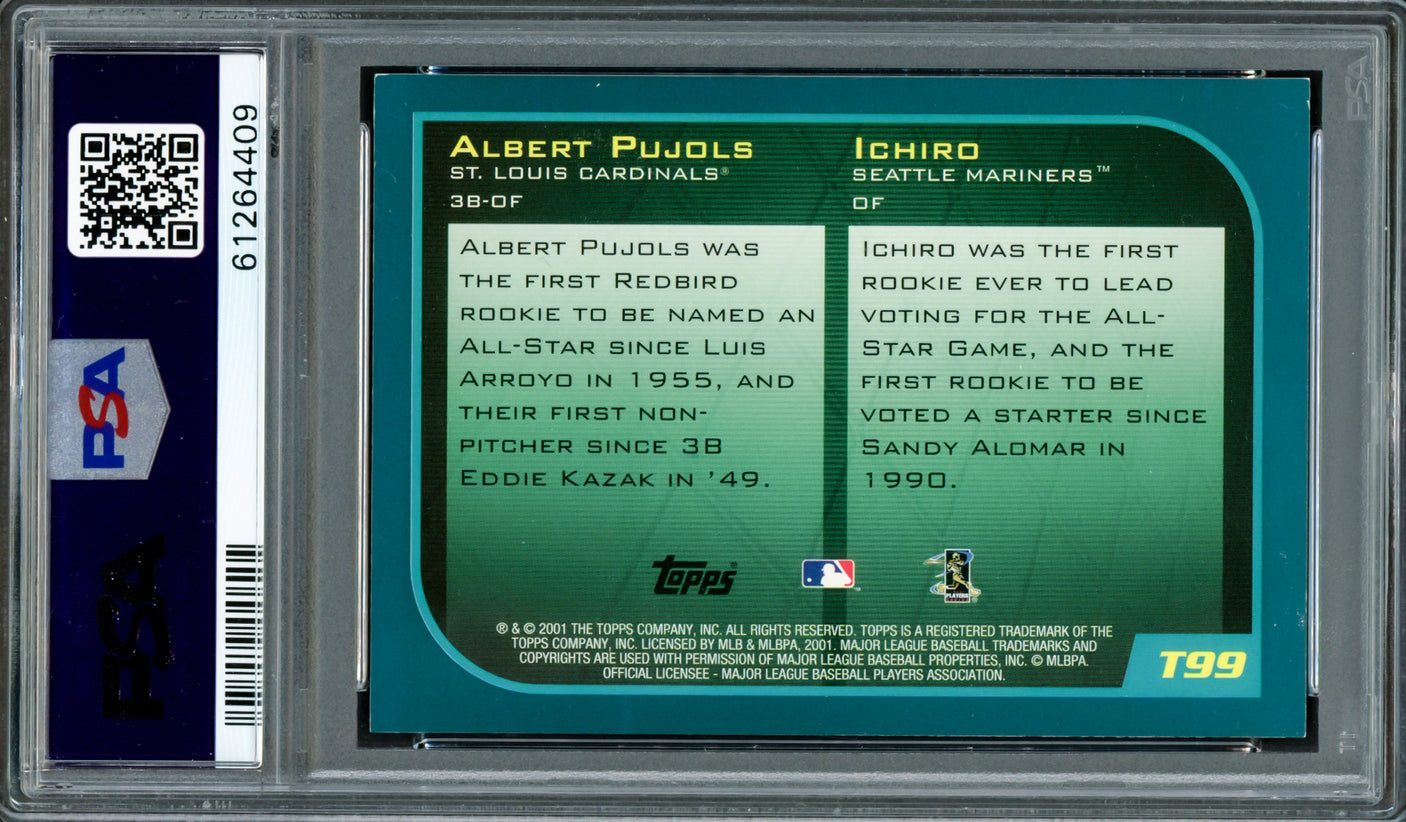 Albert Pujols & Ichiro Suzuki Autographed 2001 Topps Traded Rookie Card #T99 PSA/DNA #61264409