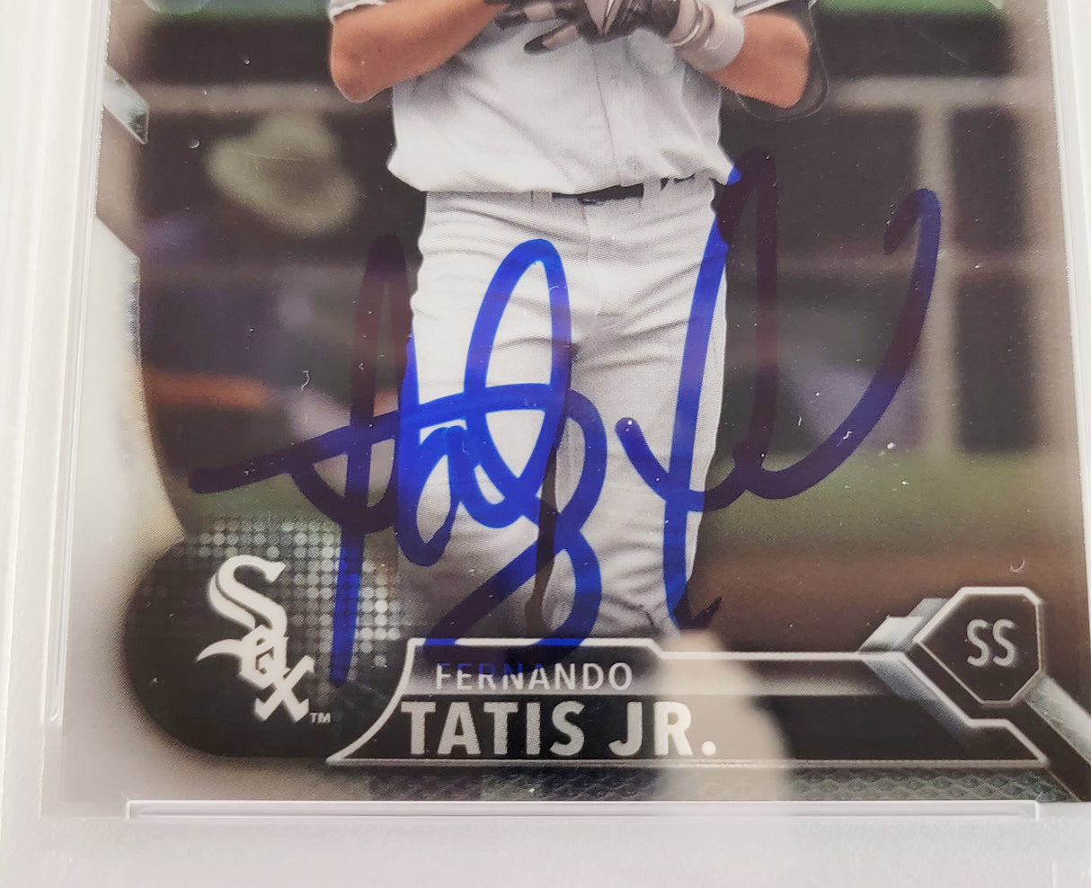 Fernando Tatis Jr. Autographed 2016 Bowman Chrome Prospects Rookie Card #BCP17 San Diego Padres PSA 7 Auto Grade Gem Mint 10 PSA/DNA Stock #208582