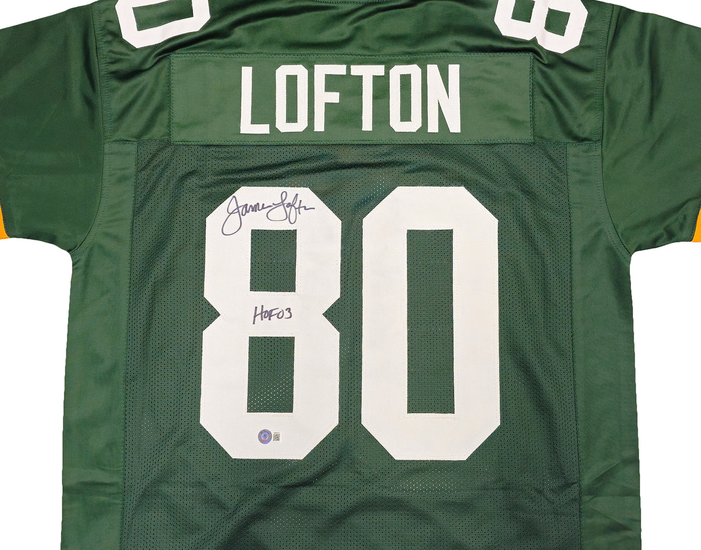 Green Bay Packers James Lofton Autographed Green Jersey "HOF 03" Beckett BAS Witness Stock #234506