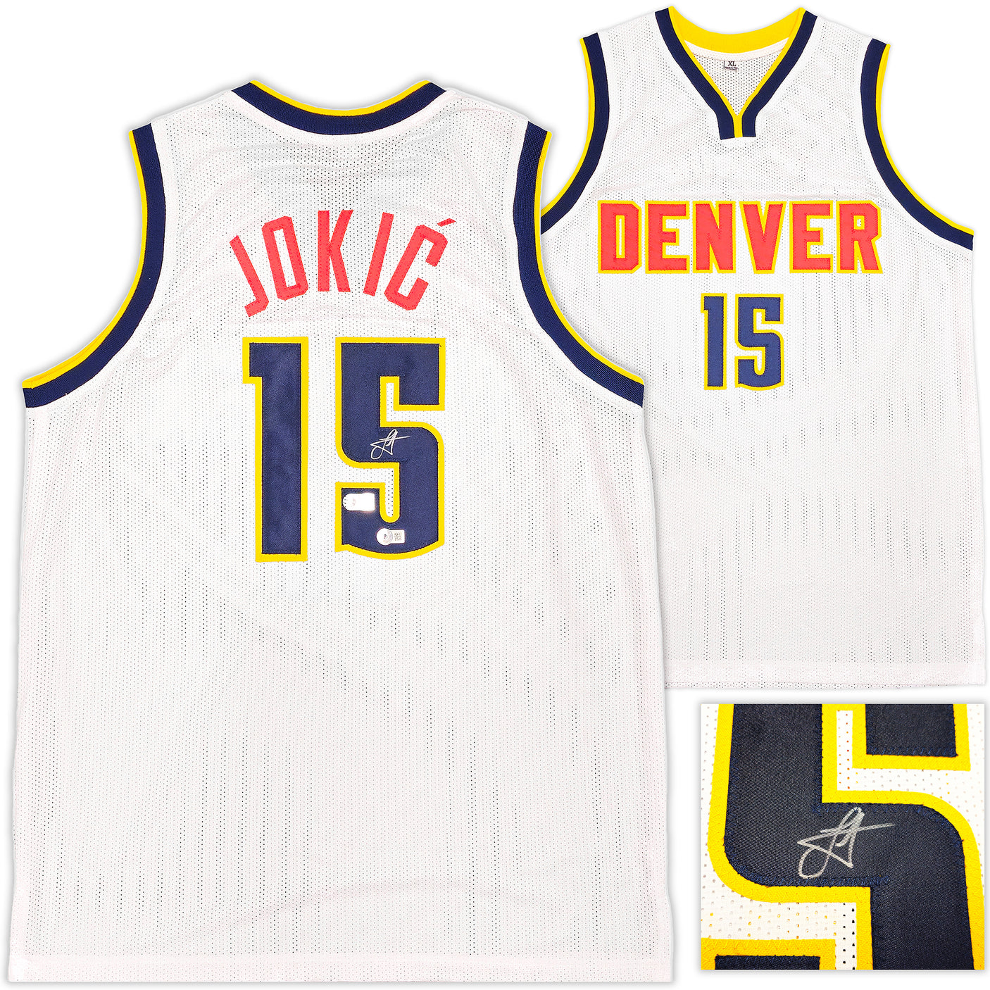 Denver Nuggets Nikola Jokic Autographed White Jersey Beckett BAS Witness Stock #234049