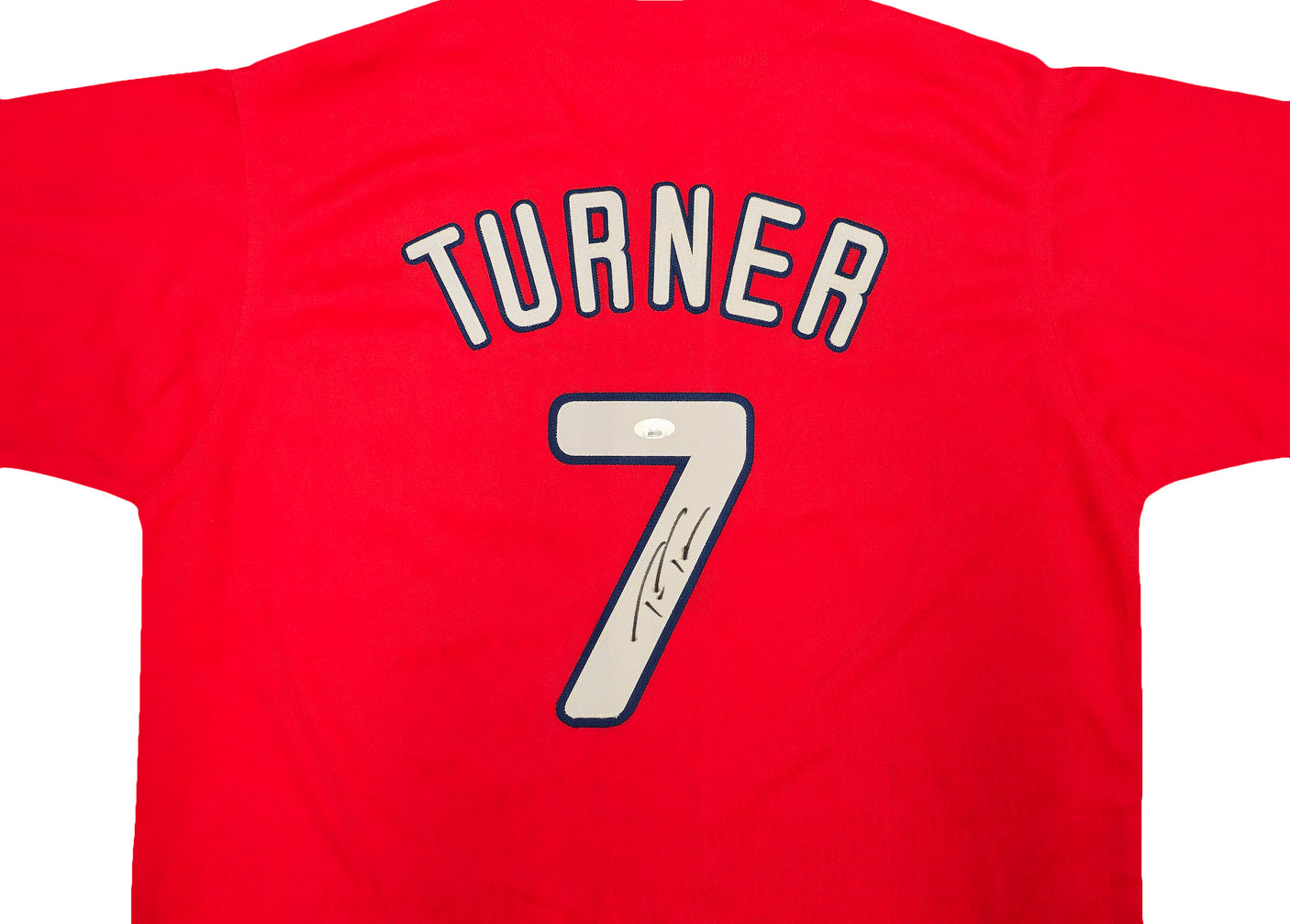 Philadelphia Phillies Trea Turner Autographed Red Jersey JSA Stock #234073