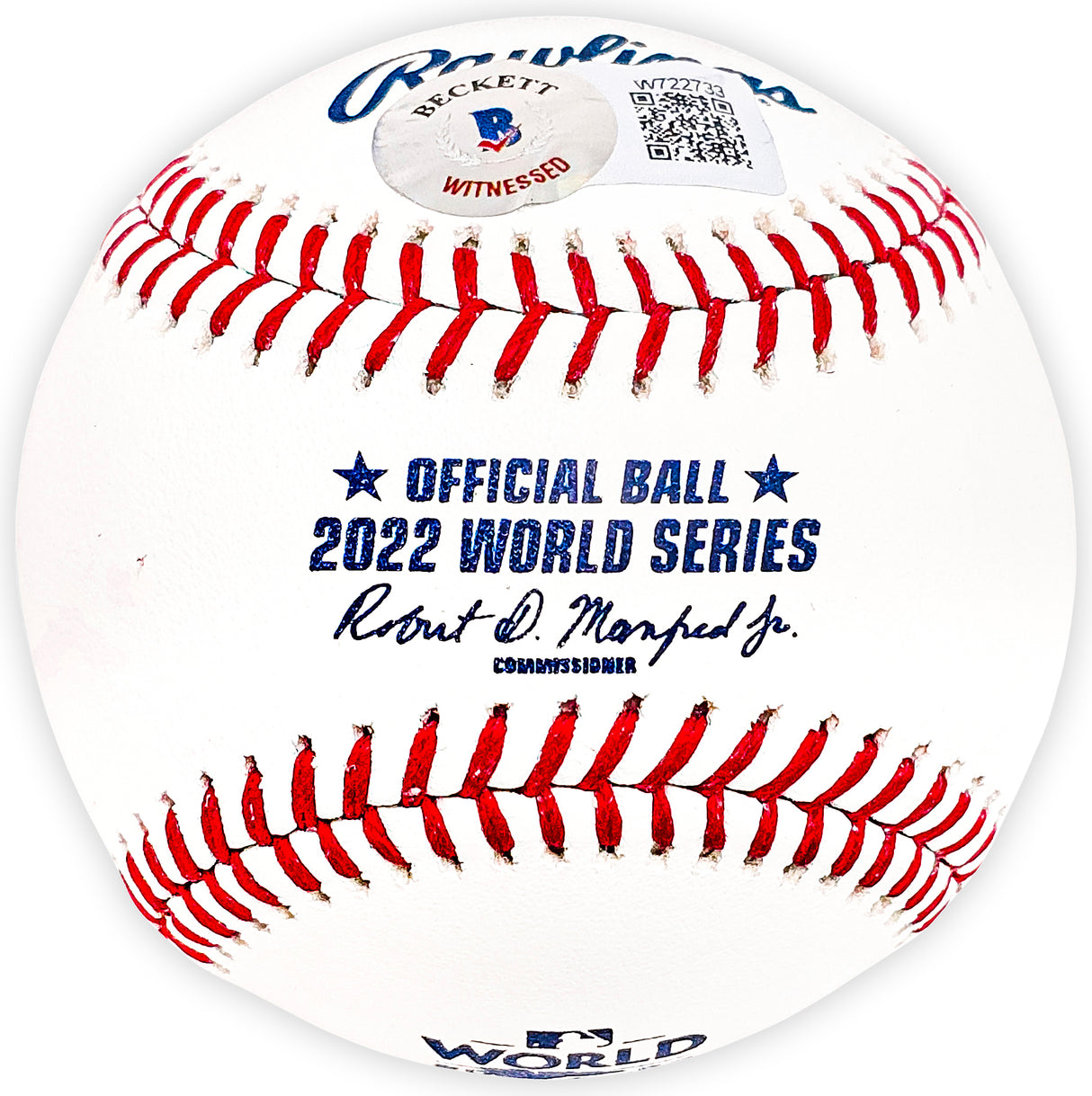 Rafael Montero Autographed Official 2022 World Series Logo MLB Baseball Houston Astros Beckett BAS Witness Stock #220454