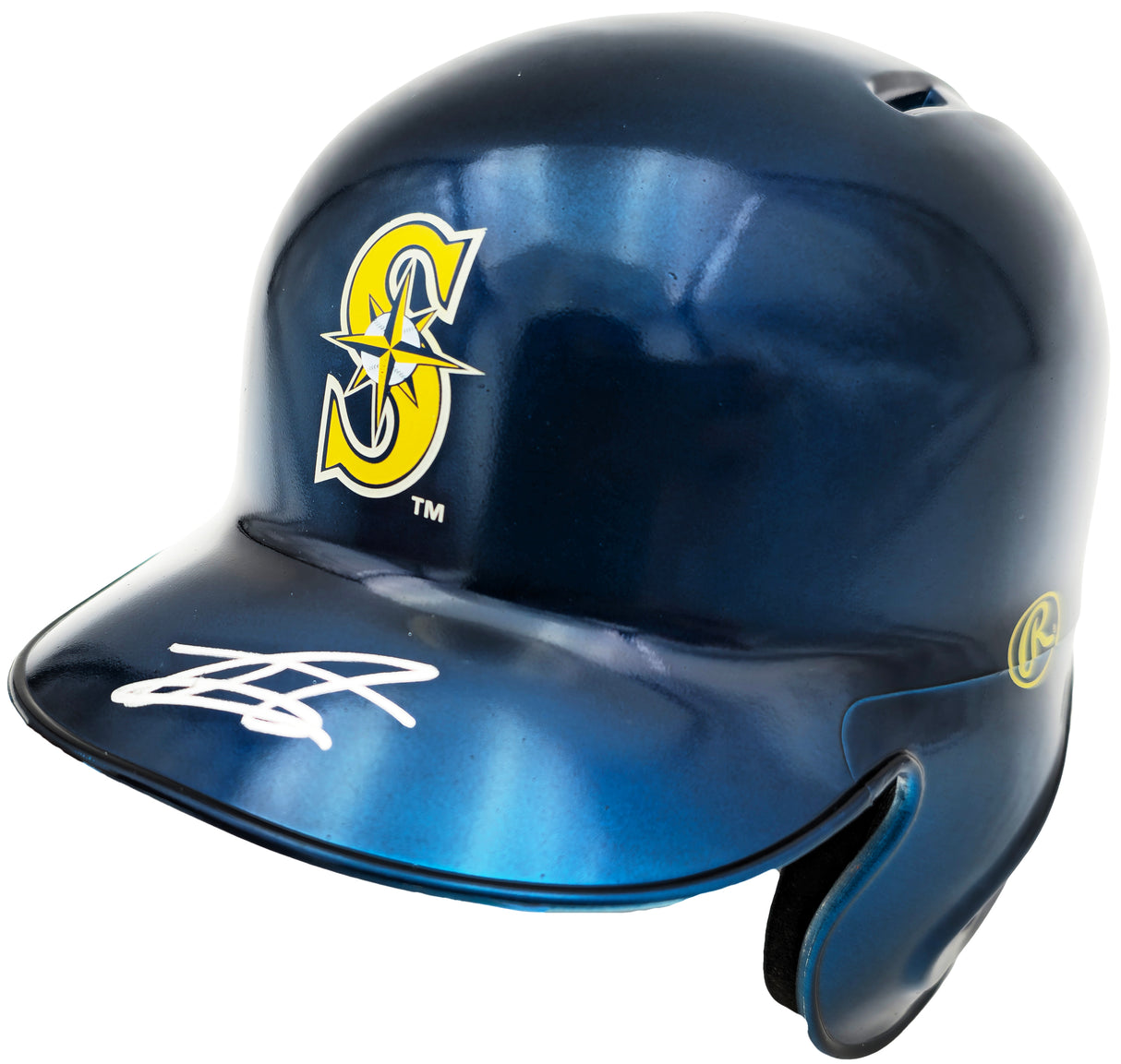 Julio Rodriguez Autographed Seattle Mariners Chrome Blue Mini Helmet Beckett BAS QR Stock #234036