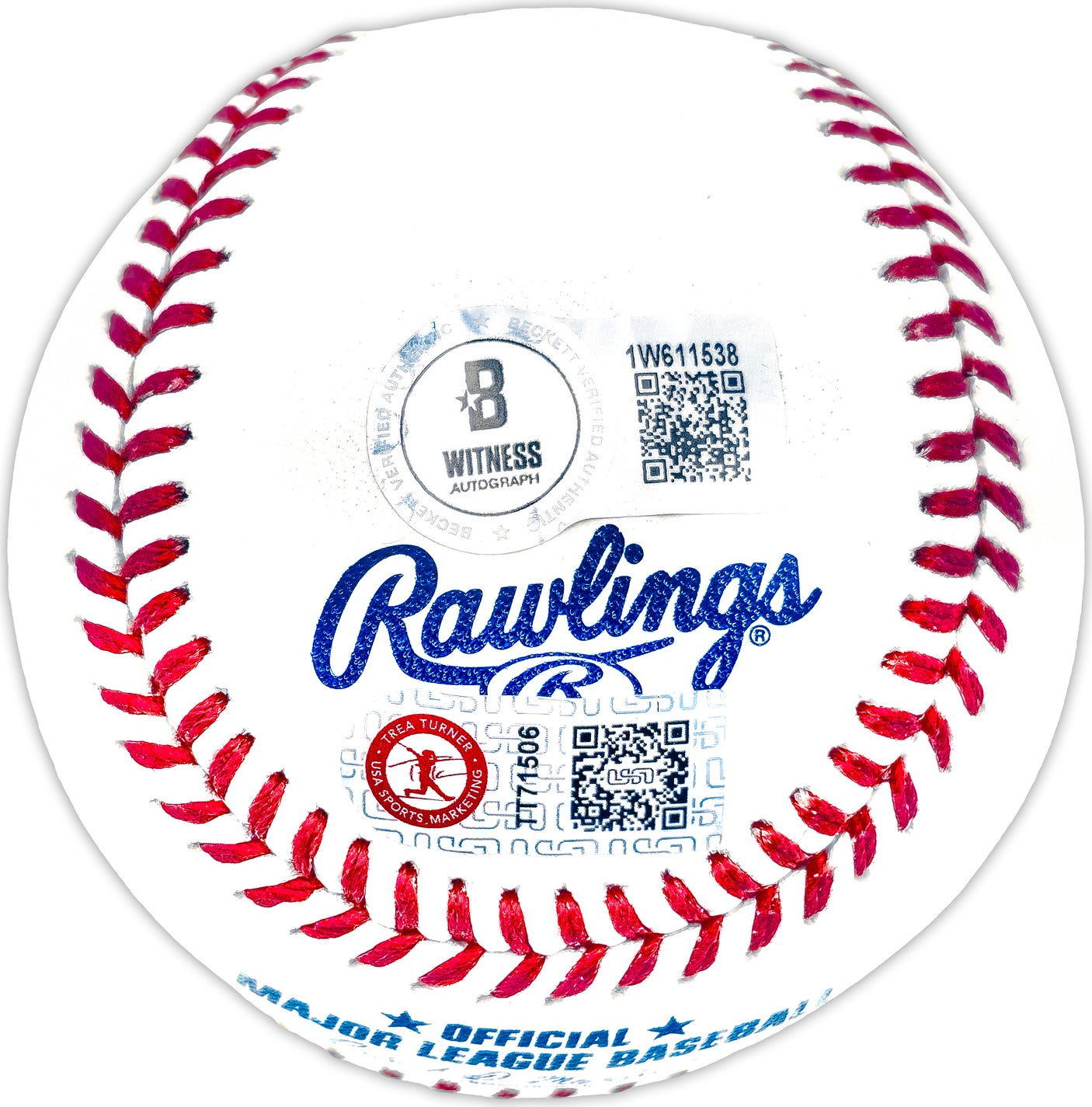 Trea Turner Autographed Official MLB Baseball Philadelphia Phillies "Full Name" Beckett BAS Witness Stock #234069