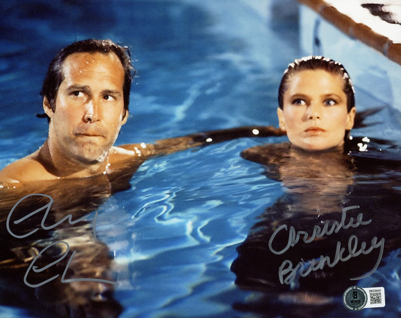 Chevy Chase & Christie Brinkley Autographed 8x10 Photo Vacation Clark Griswold Beckett BAS Witness Stock #234415