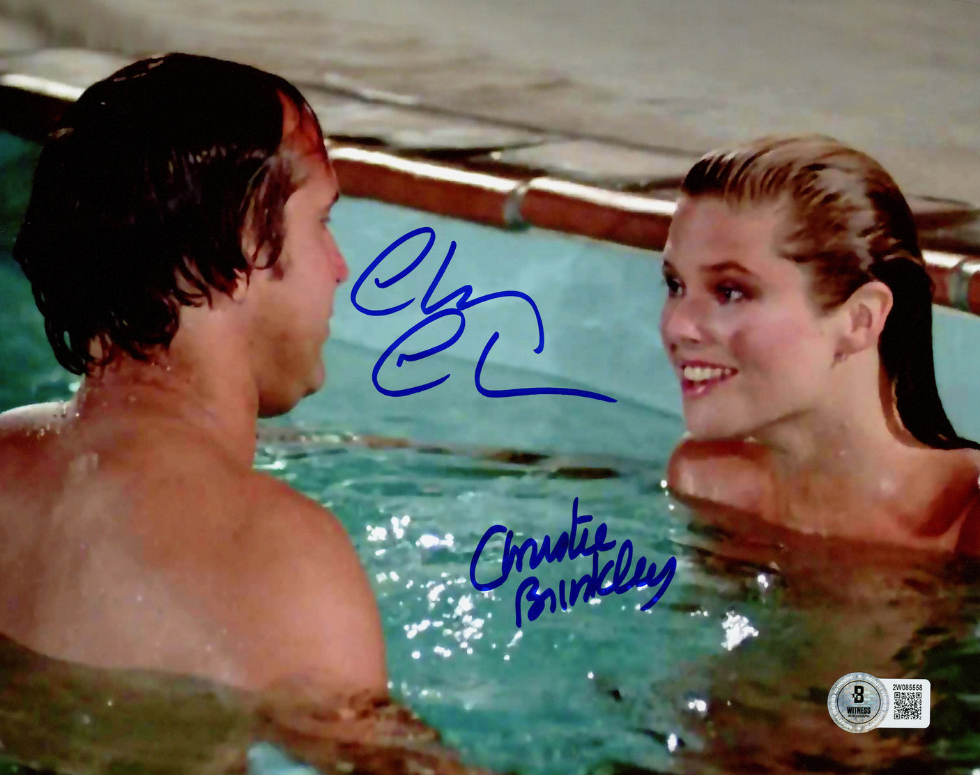 Chevy Chase & Christie Brinkley Autographed 8x10 Photo Vacation Clark Griswold Beckett BAS Witness Stock #234416