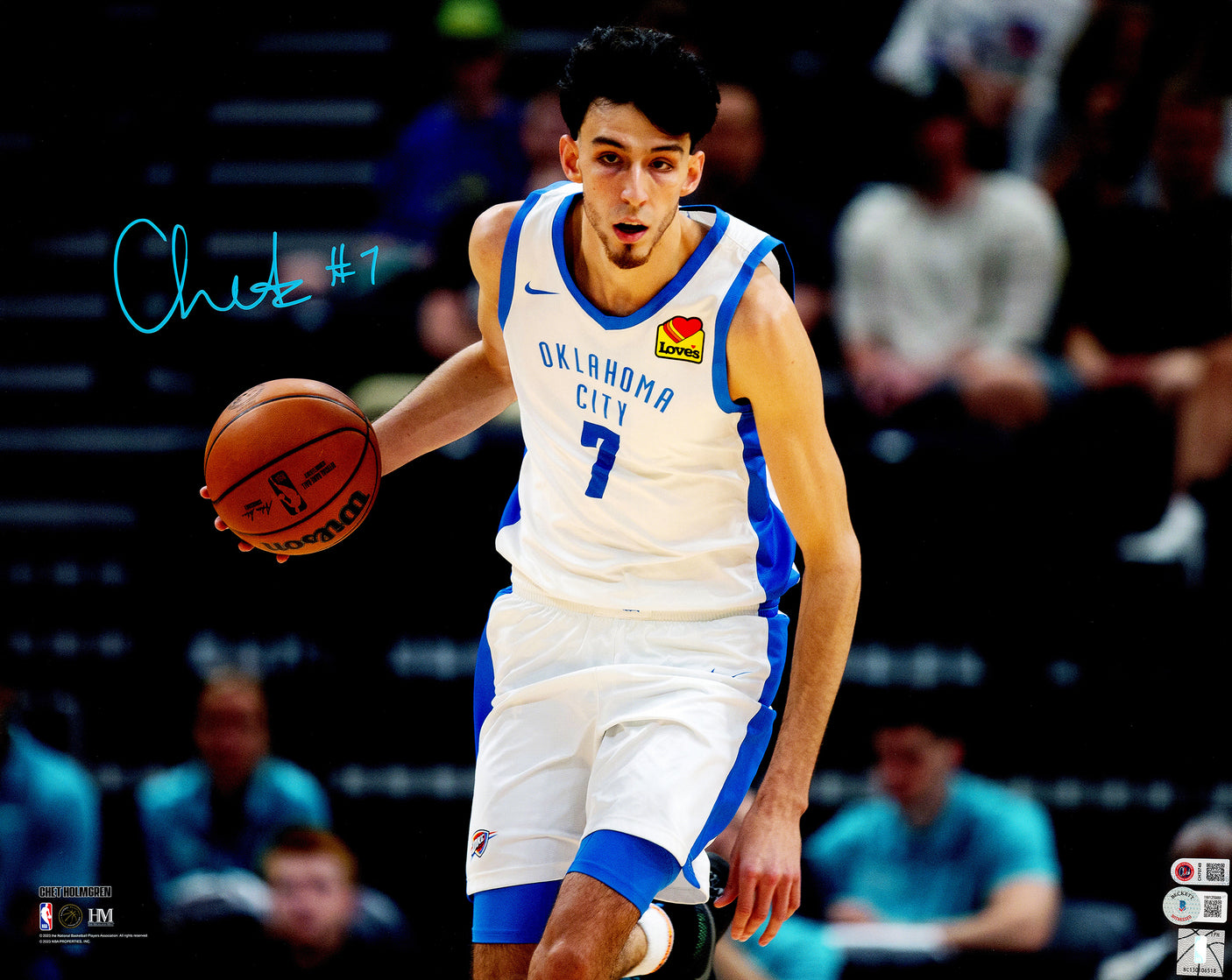 Chet Holmgren Autographed 16x20 Photo Oklahoma City Thunder Beckett BAS Witness Stock #234055