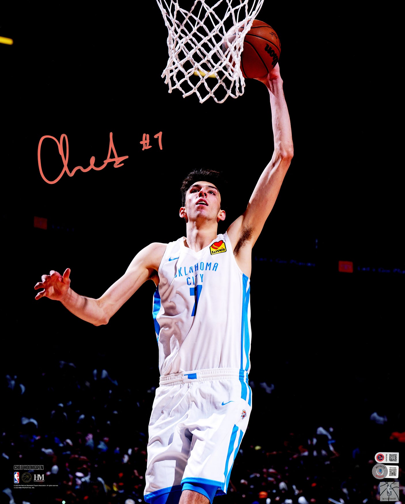 Chet Holmgren Autographed 16x20 Photo Oklahoma City Thunder Beckett BAS Witness Stock #234058