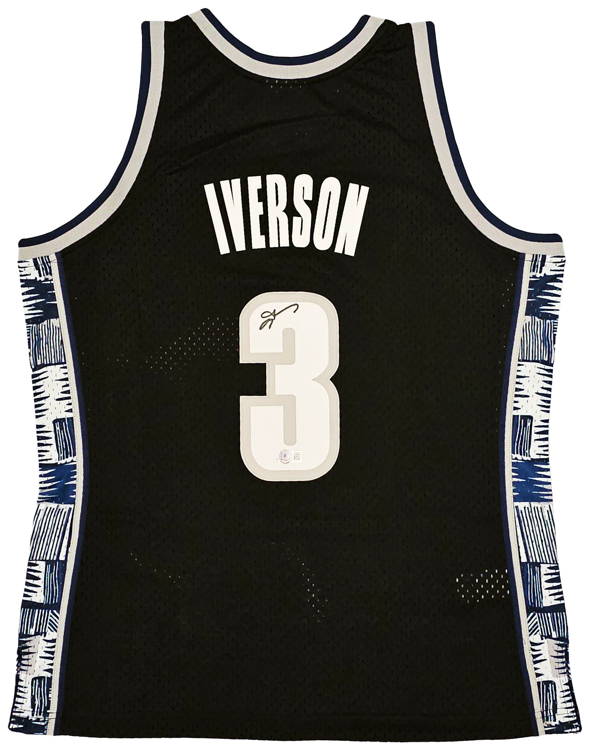 Georgetown Hoyas Allen Iverson Autographed Black Authentic Mitchell & Ness 1995-96 College Vault Jersey Size L Beckett BAS Witness Stock #220426