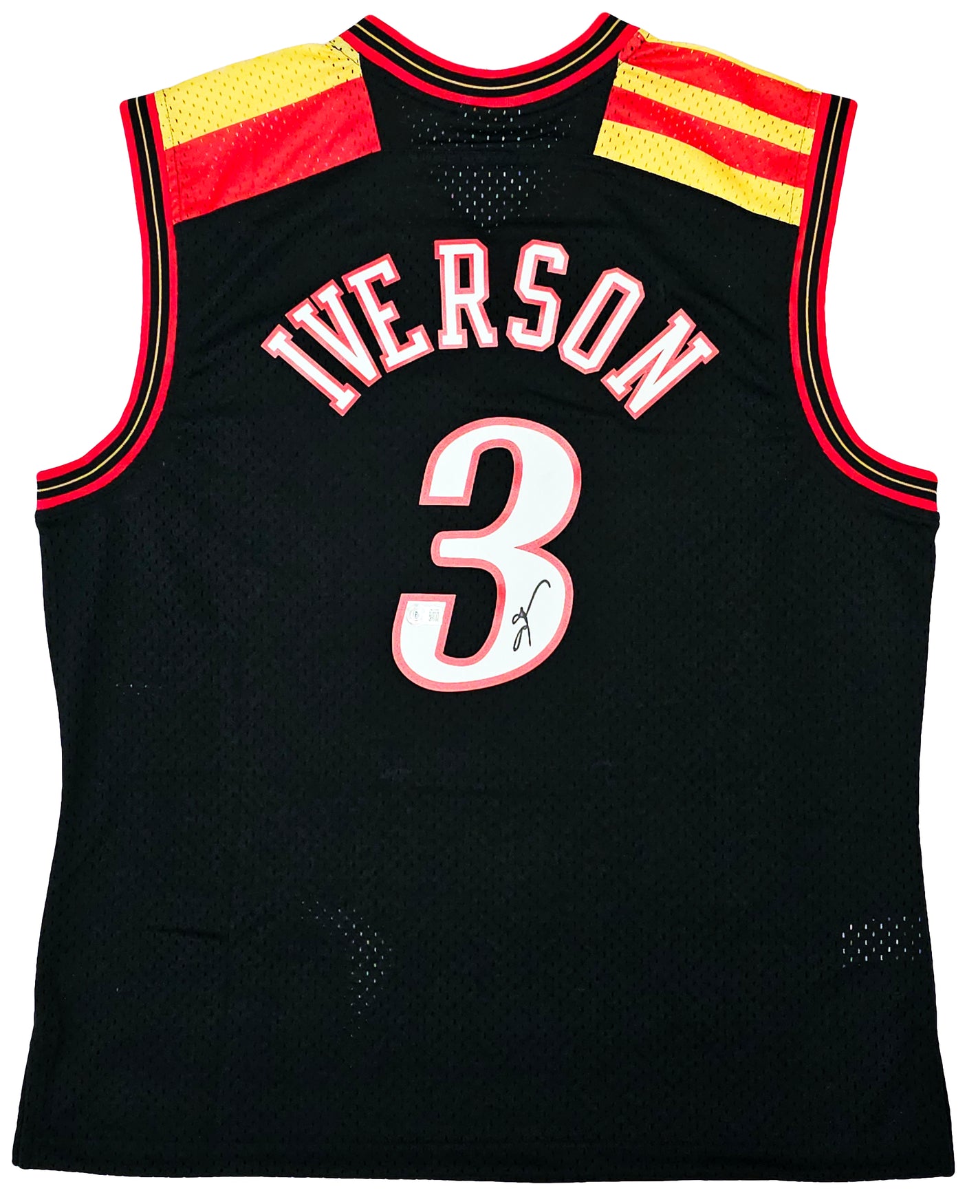 Philadelphia 76ers Allen Iverson Autographed Black Authentic Mitchell & Ness 10-05-06 HWC Swingman Jersey Size L Beckett BAS Witness Stock #220422