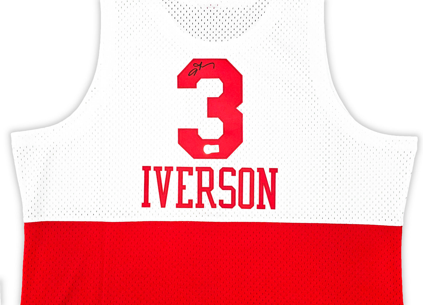 Philadelphia 76ers Allen Iverson Autographed White & Red Authentic Mitchell & Ness 2003-04 HWC Swingman Jersey Size XXL Beckett BAS Witness Stock #220421