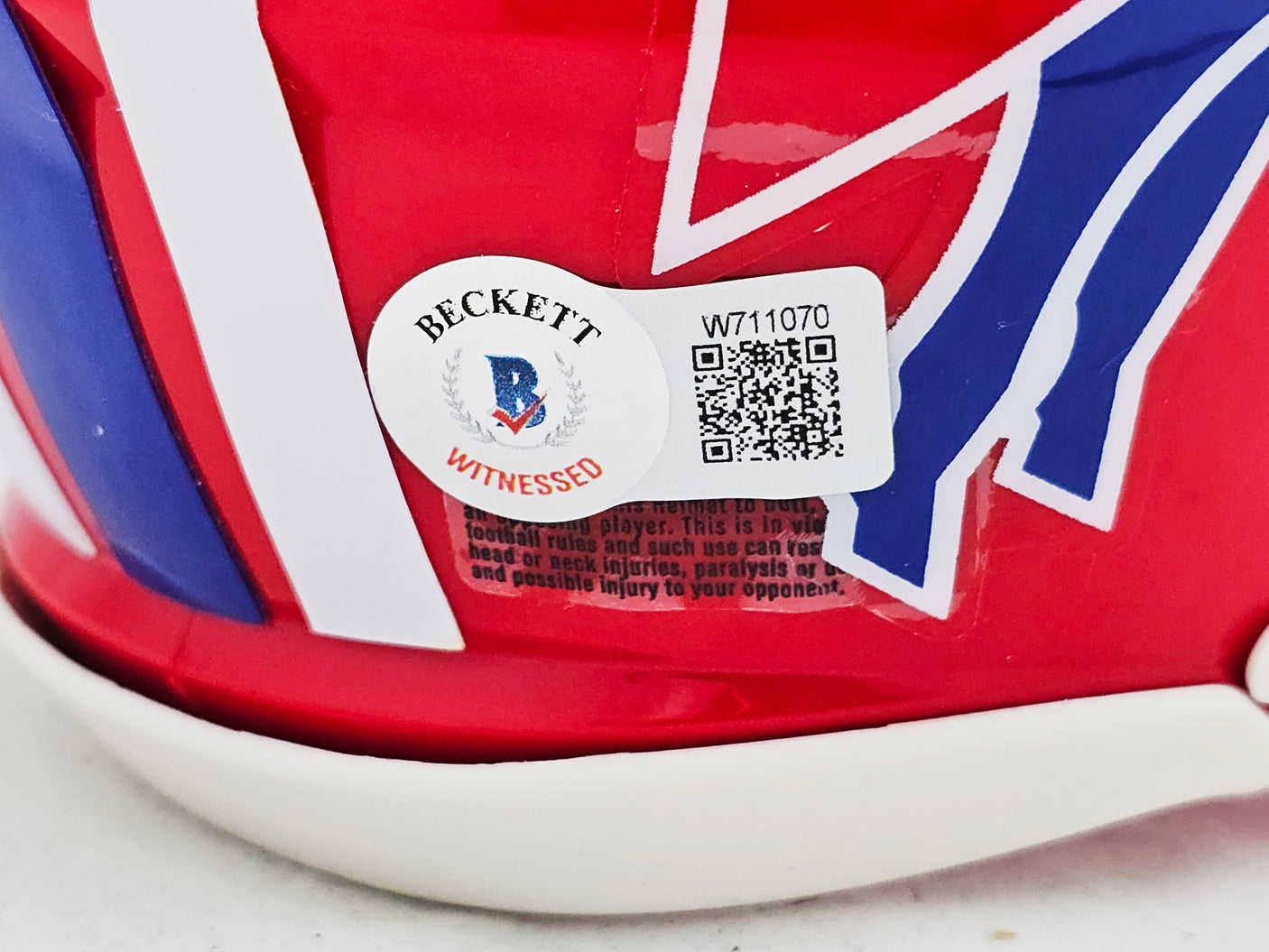 Thurman Thomas Autographed 87-01 Buffalo Bills Throwback Red Speed Mini Helmet Beckett BAS Witness Stock #220469