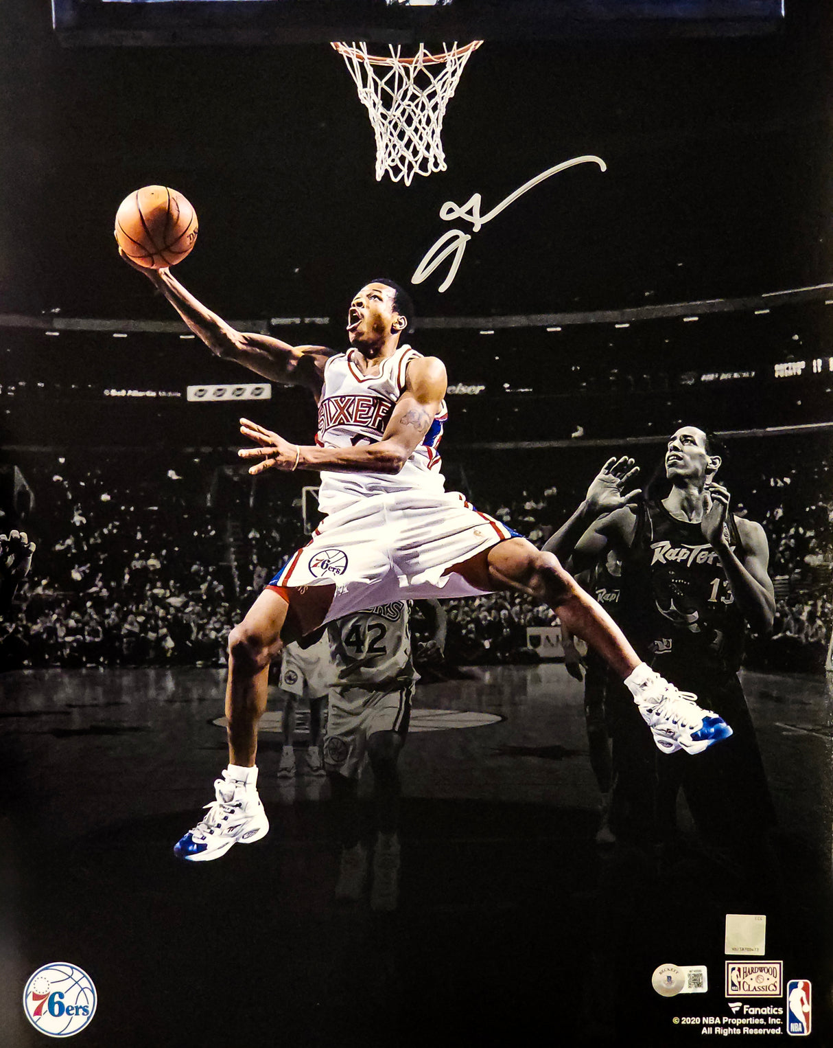 Allen Iverson Autographed Framed 16x20 Photo Philadelphia 76ers Beckett BAS Witness Stock #265806