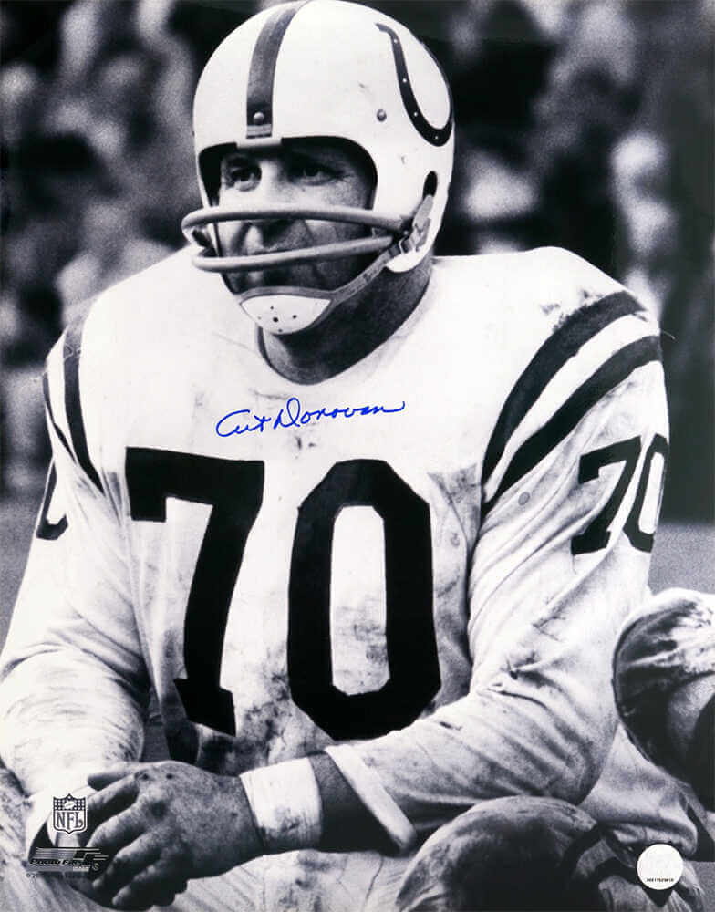 Art Donovan Signed Colts B&W Close Up 16x20 Photo