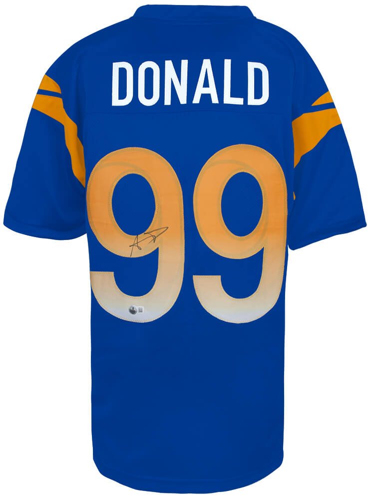Aaron Donald Signed Blue Custom Football Jersey - (Beckett COA)