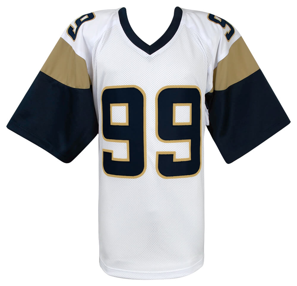 Aaron Donald Signed White Custom Embroidered Stat Football Jersey - (Beckett)