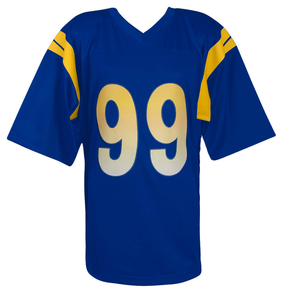 Aaron Donald Signed Blue Custom Embroidered Stat Football Jersey - (Beckett)