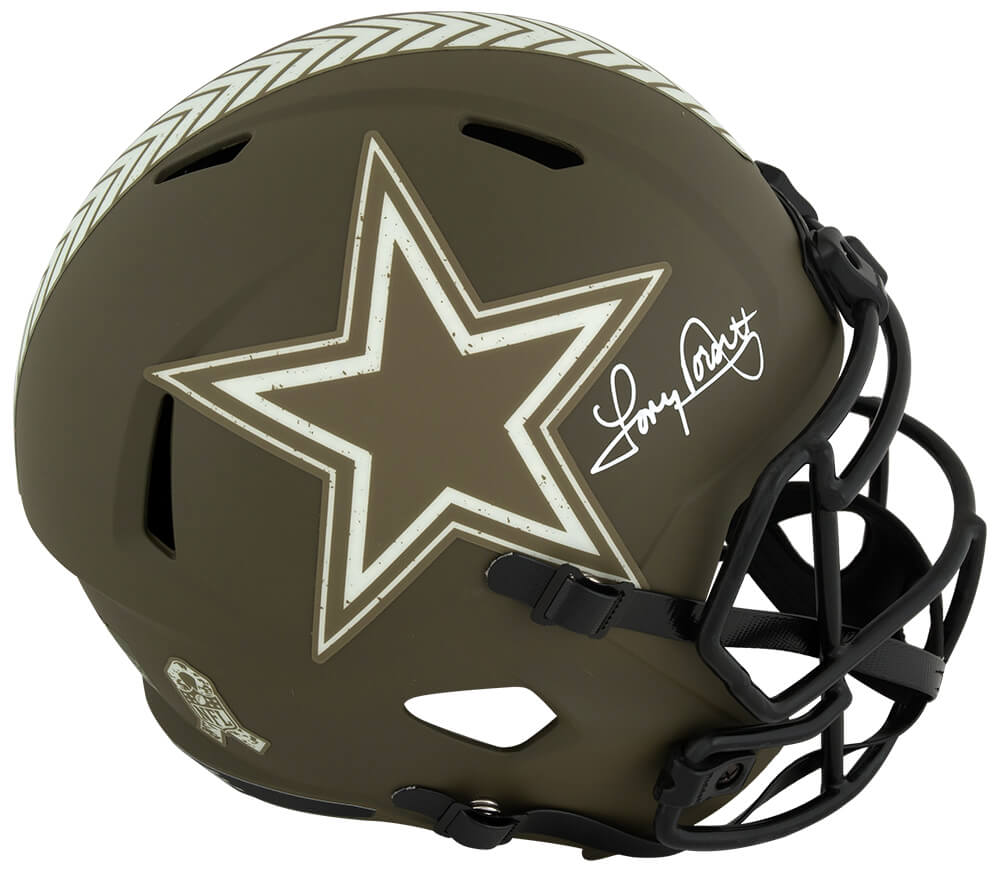 Tony Dorsett Signed Dallas Cowboys Salute to Service Riddell Full Size Speed Replica Helmet
