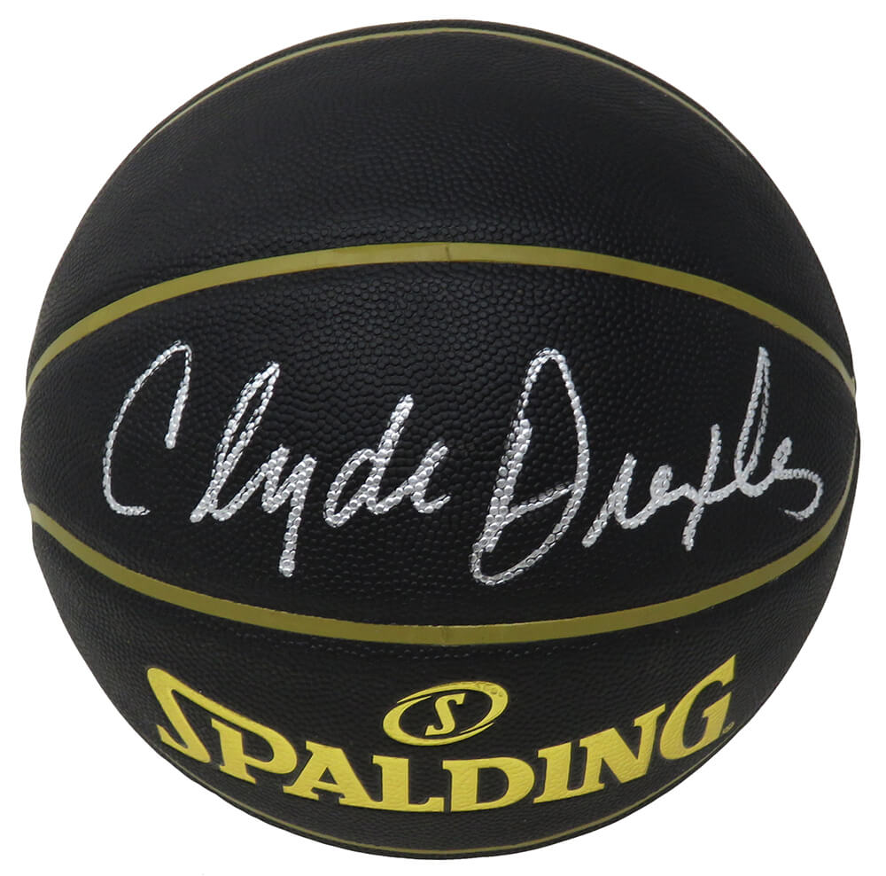 Clyde Drexler Signed Spalding Elevation Black NBA Basketball