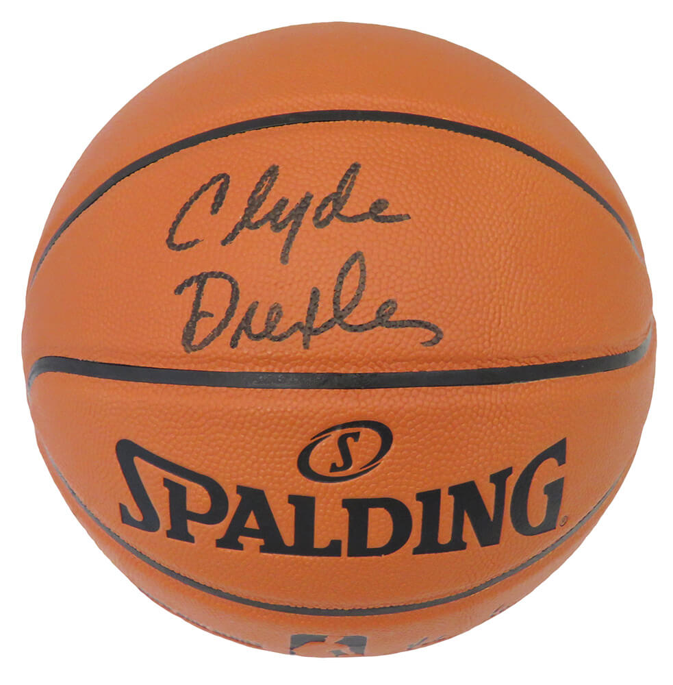 Clyde Drexler Signed Spalding Game Series Replica NBA Basketball (JSA)