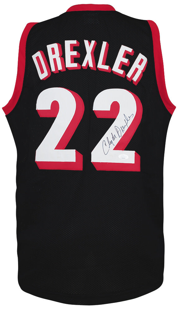 Clyde Drexler Signed Black 'The Glide' Throwback Custom Basketball Jersey - (JSA COA)