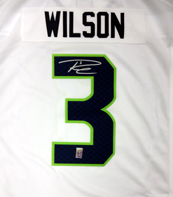 Seattle Seahawks Russell Wilson Autographed White Nike Twill Jersey Size XXL RW Holo Stock #71435
