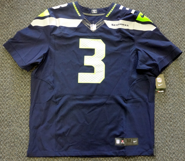 Seattle Seahawks Russell Wilson Autographed Blue Nike Elite Jersey Size 52 RW Holo Stock #60977