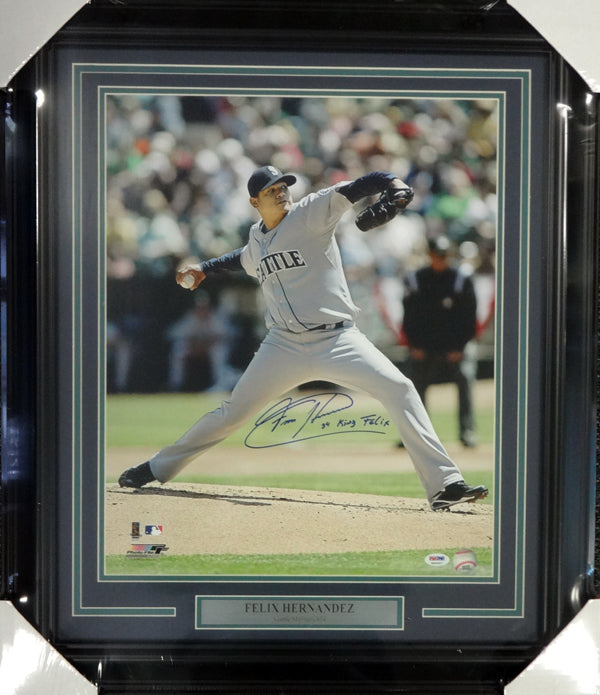 Felix Hernandez Autographed Framed 16x20 Photo Seattle Mariners "King Felix" PSA/DNA Stock #98088
