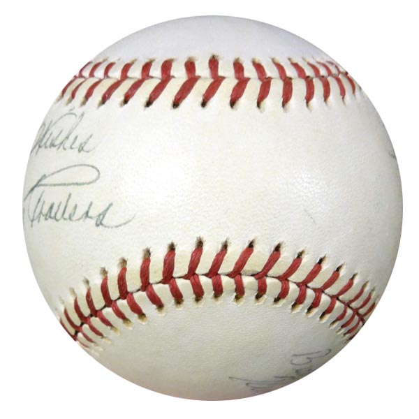 Hank Aaron & Others Autographed Official AL Baseball "Best Wishes" Vintage PSA/DNA #W05048