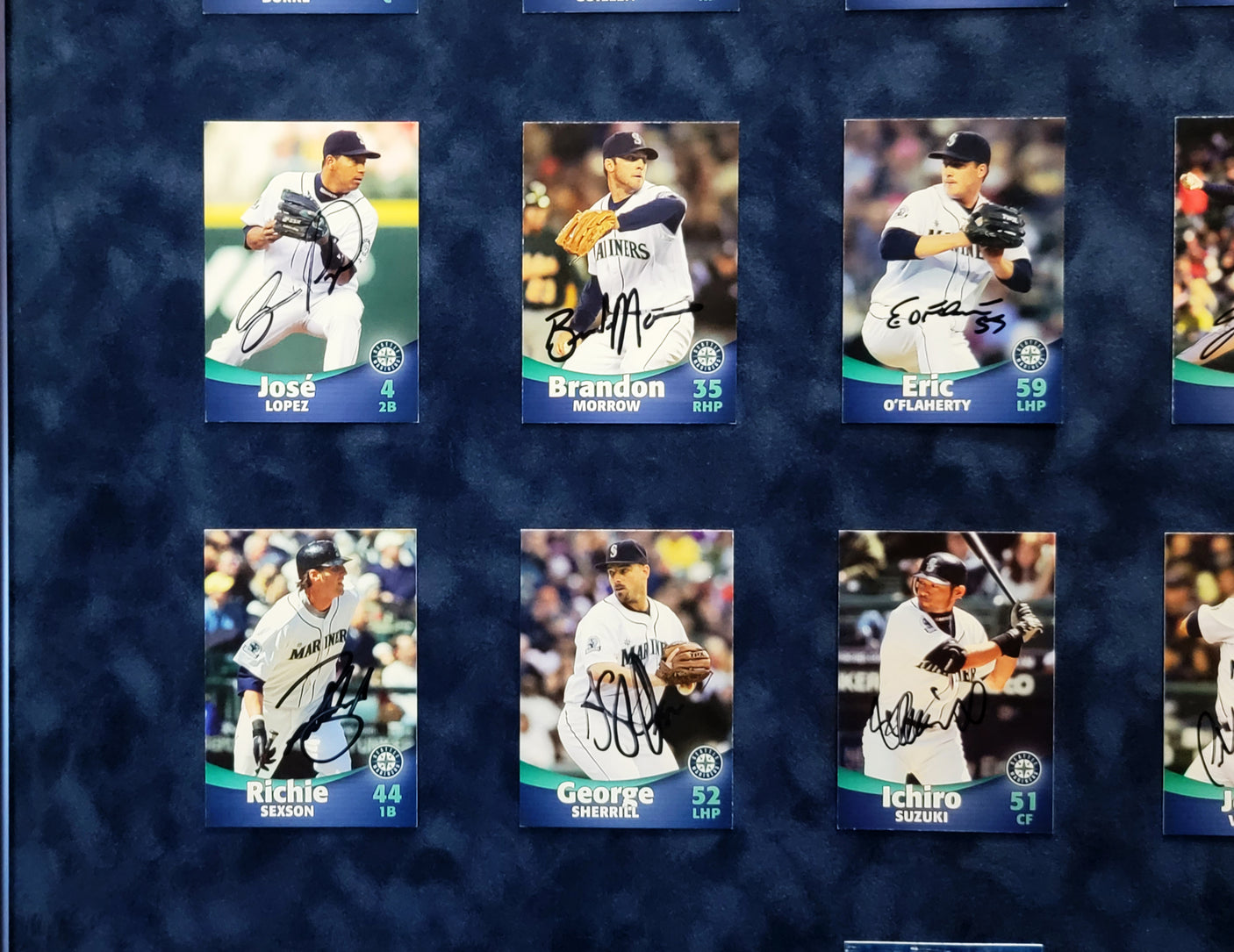 2007 Seattle Mariners Team Autographed 23x36 Framed Card Collage With 26 Signatures Including Ichiro Suzuki & Felix Hernandez SKU #207208