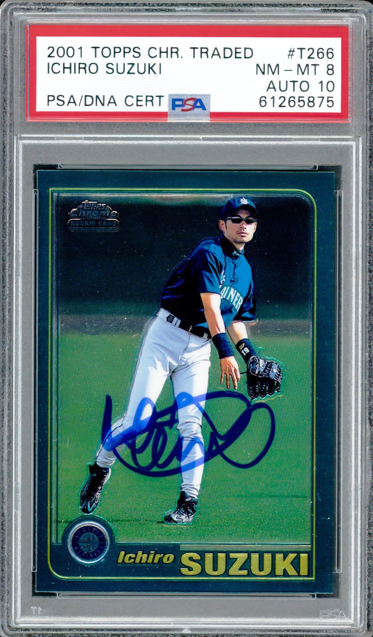 Ichiro Suzuki Autographed 2001 Topps Chrome Traded Rookie Card #T266 Seattle Mariners PSA 8 Auto Grade Gem Mint 10 PSA/DNA #61265875
