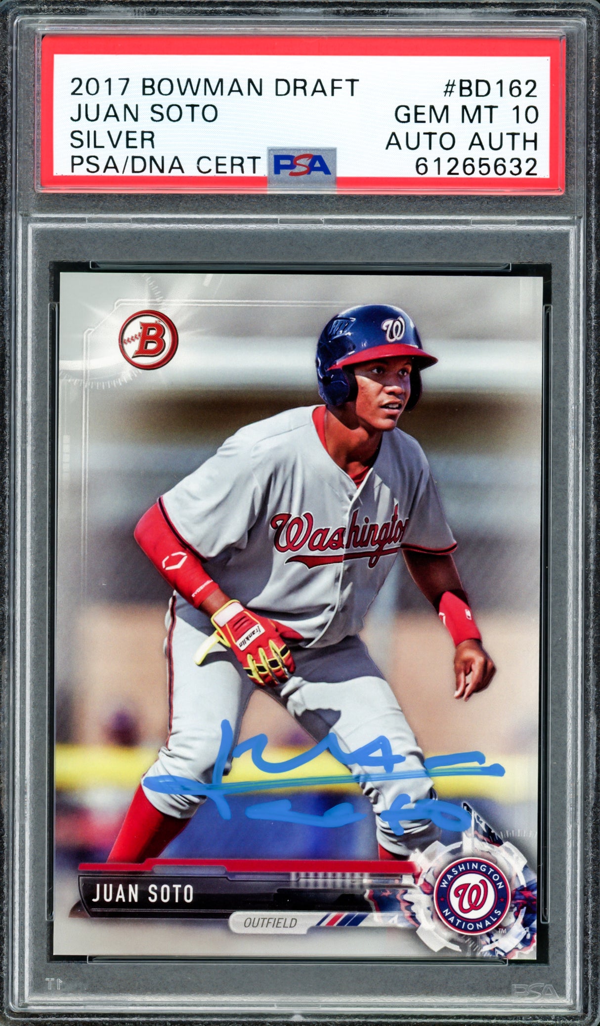 Juan Soto Autographed 2017 Bowman Draft Silver Rookie Card #BDC162 New York Mets PSA 10 #358/499 PSA/DNA #61265632