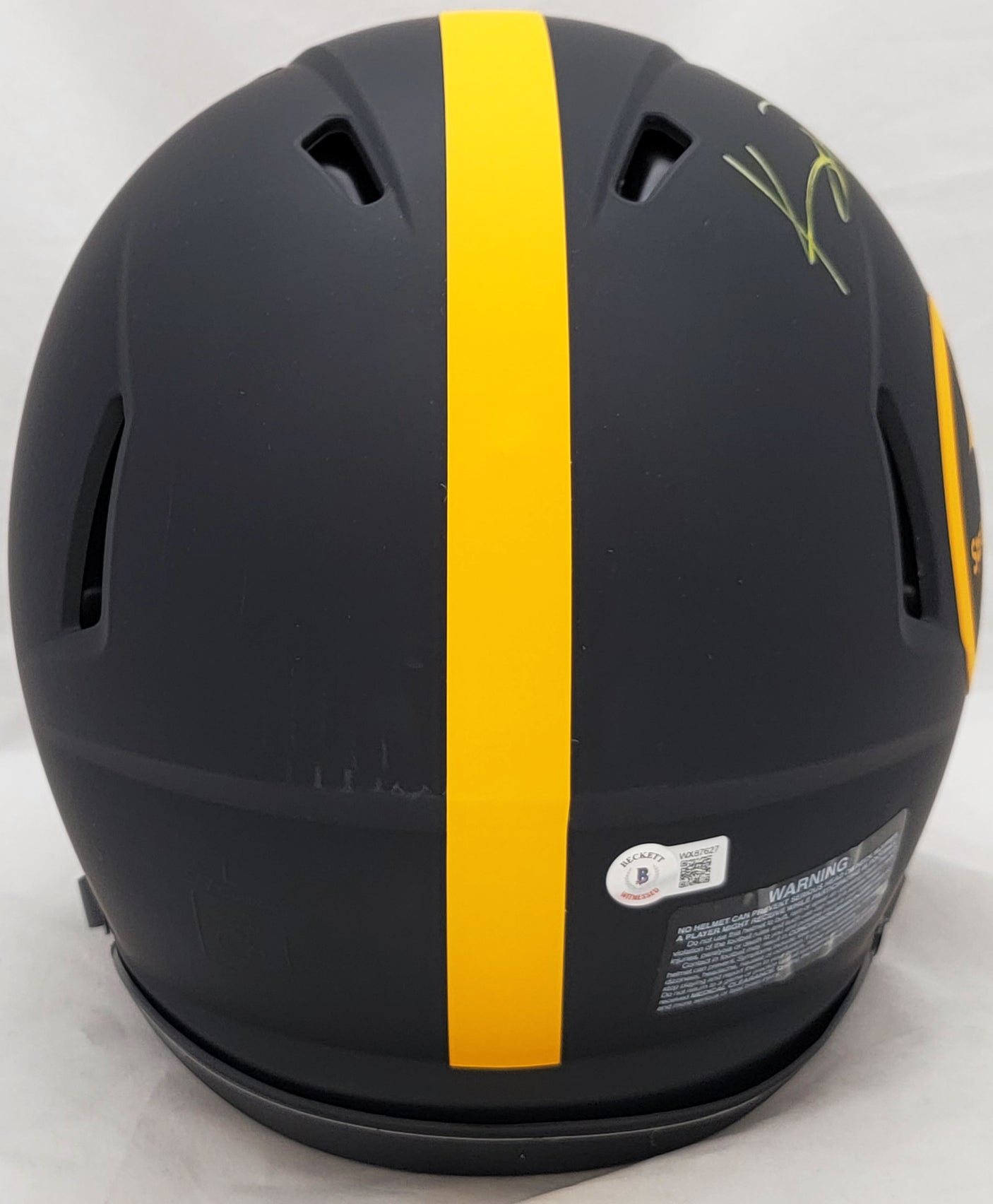 Kenny Pickett Autographed Pittsburgh Steelers Eclipse Black Full Size Authentic Speed Helmet Beckett BAS Witness Stock #207231