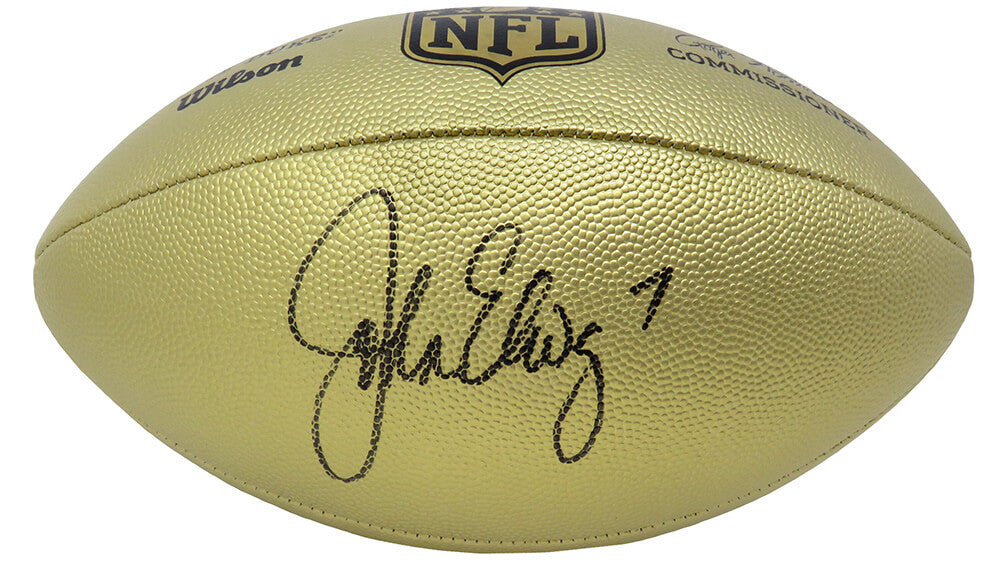John Elway Signed Wilson Duke Gold Metallic NFL Full Size Replica Football