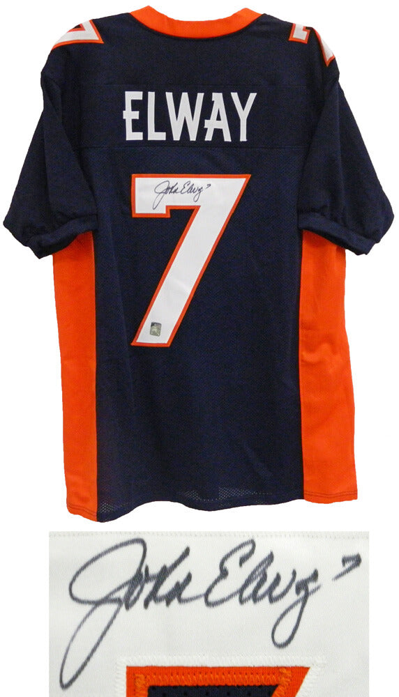 John Elway Signed Navy Custom Jersey