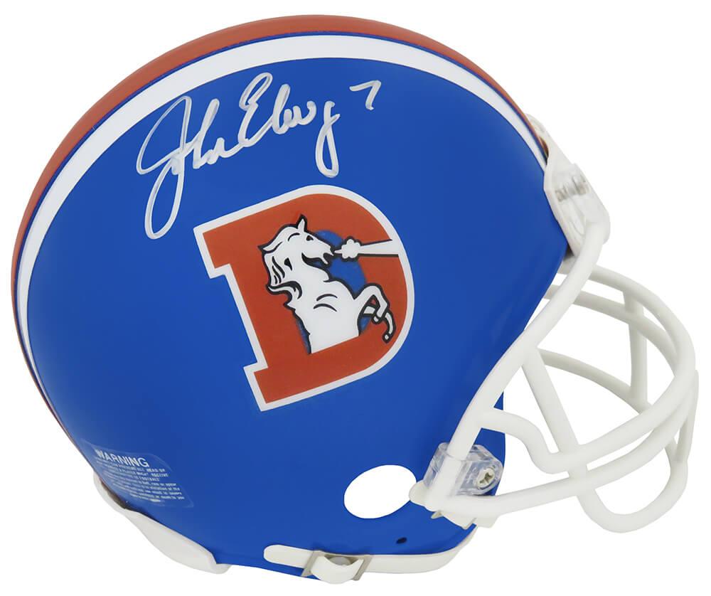 John Elway Signed Denver Broncos T/B 'D' Logo Riddell (VSR4) Mini Helmet