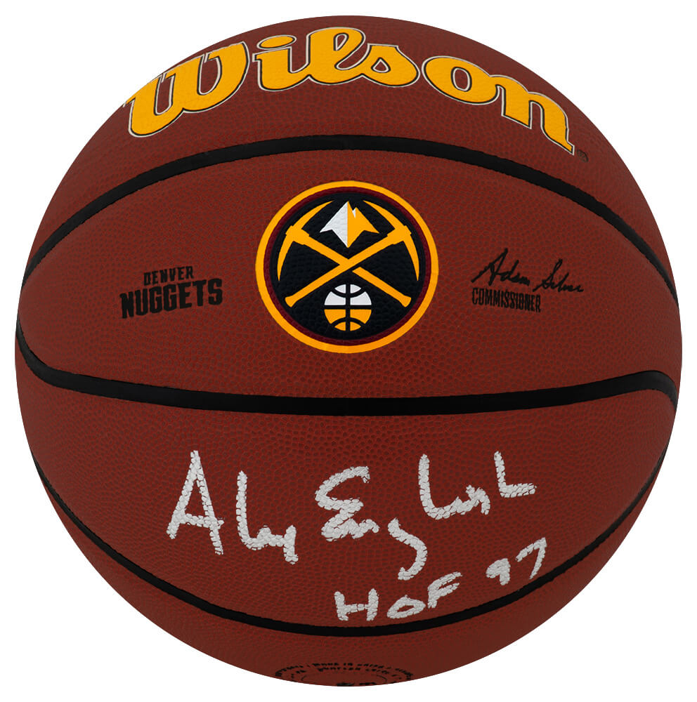 Alex English Signed Denver Nuggets Logo Wilson Alliance NBA Basketball w/HOF'97