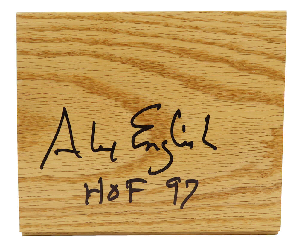 Alex English Signed 5x6 Floor Piece w/HOF'97