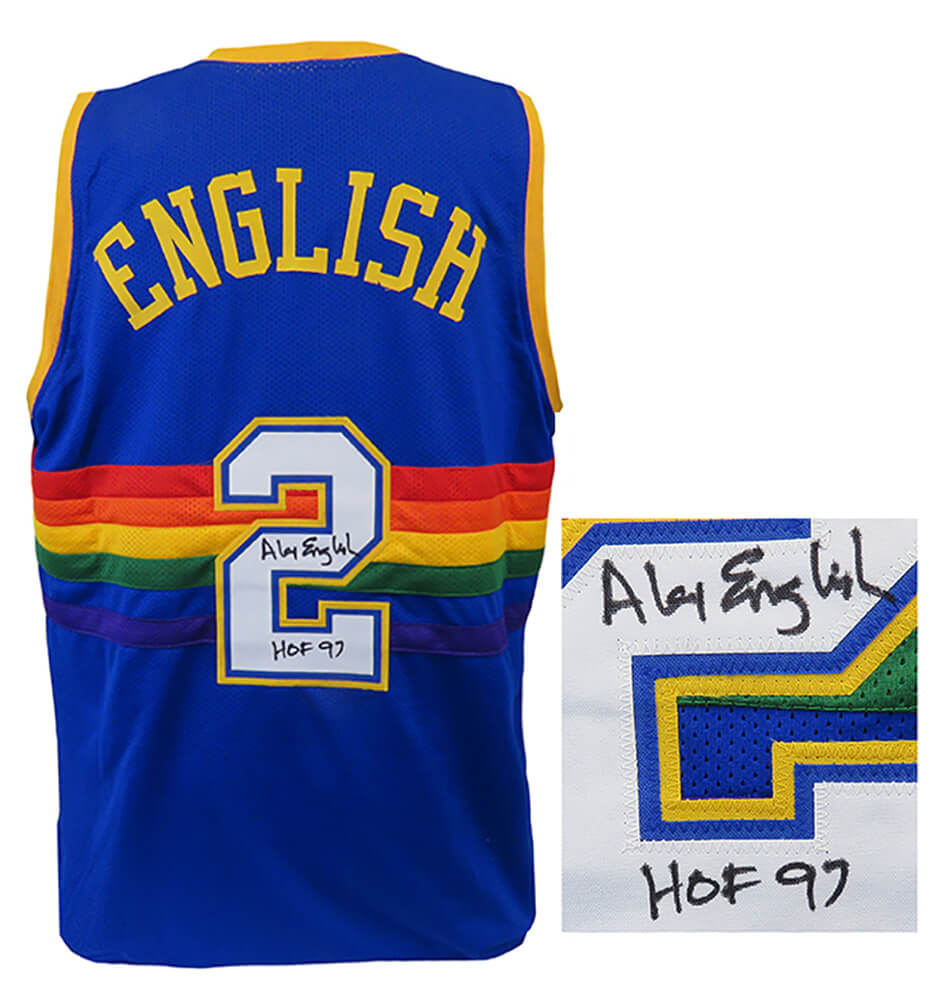 Alex English Signed Blue Throwback Custom Basketball Jersey w/HOF'97