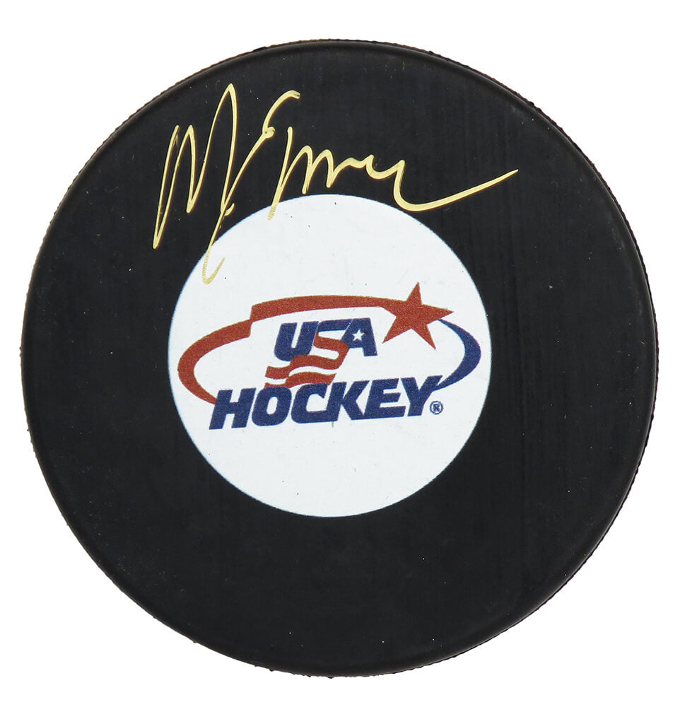 Mike Eruzione Signed USA Hockey Logo Hockey Puck