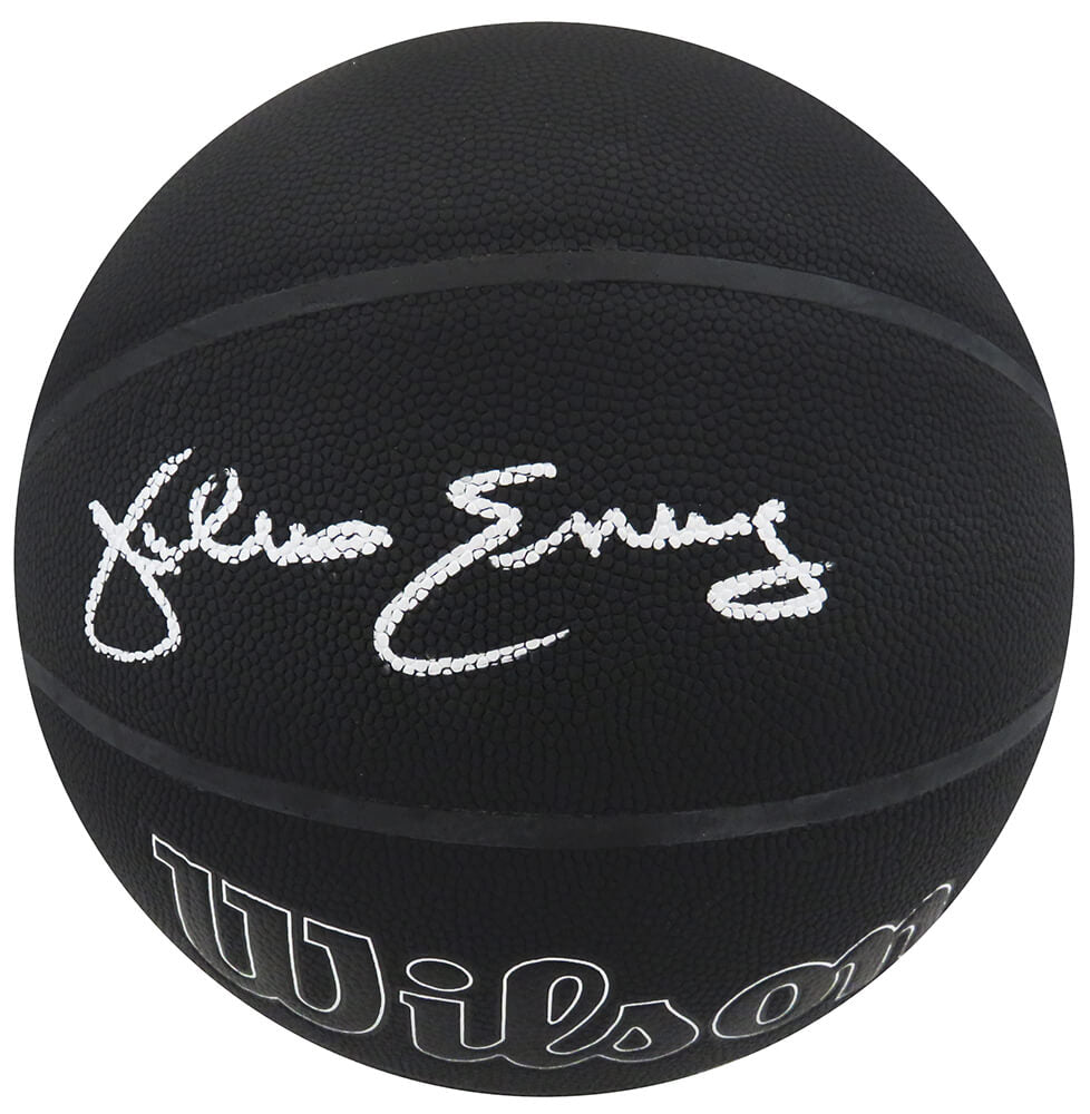 Julius Erving Signed Wilson I/O Black 75th Anniversary Logo NBA Basketball