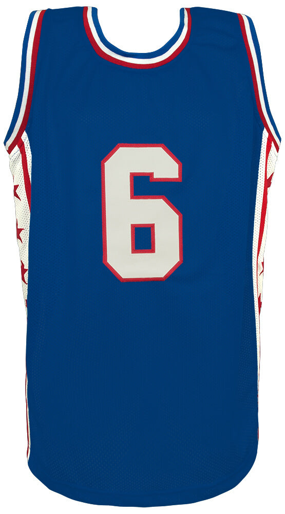 Julius 'Dr. J' Erving Signed Blue Throwback Custom Basketball Jersey - (JSA)