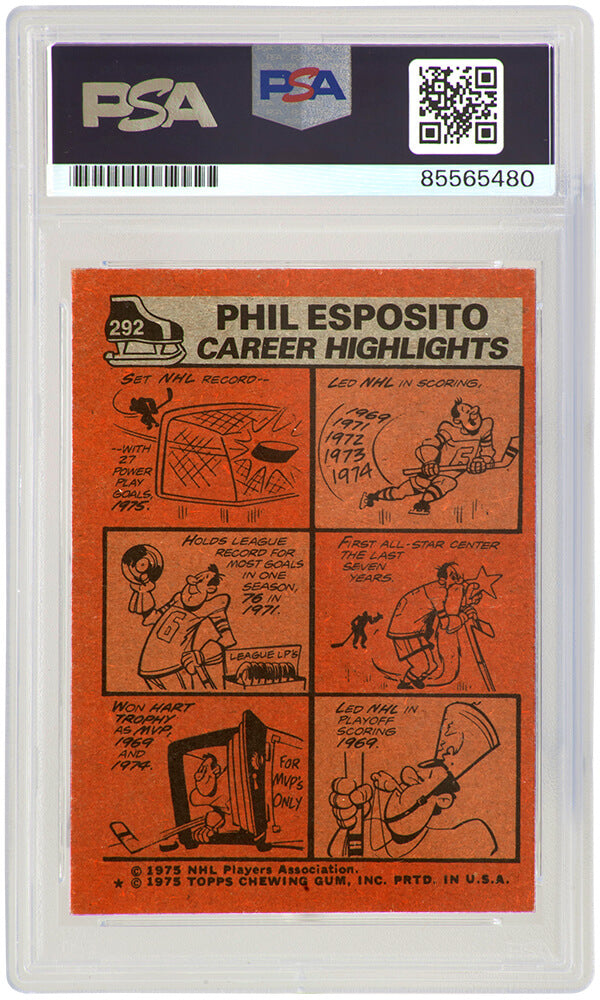 Phil Esposito Signed Boston Bruins 1975 Topps Hockey Card #292 - (PSA Encapsulated)