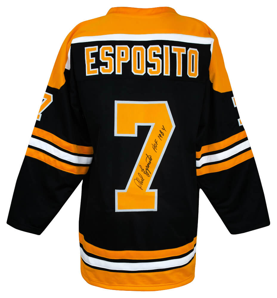 Phil Esposito Signed Black Custom Hockey Jersey w/HOF 1984